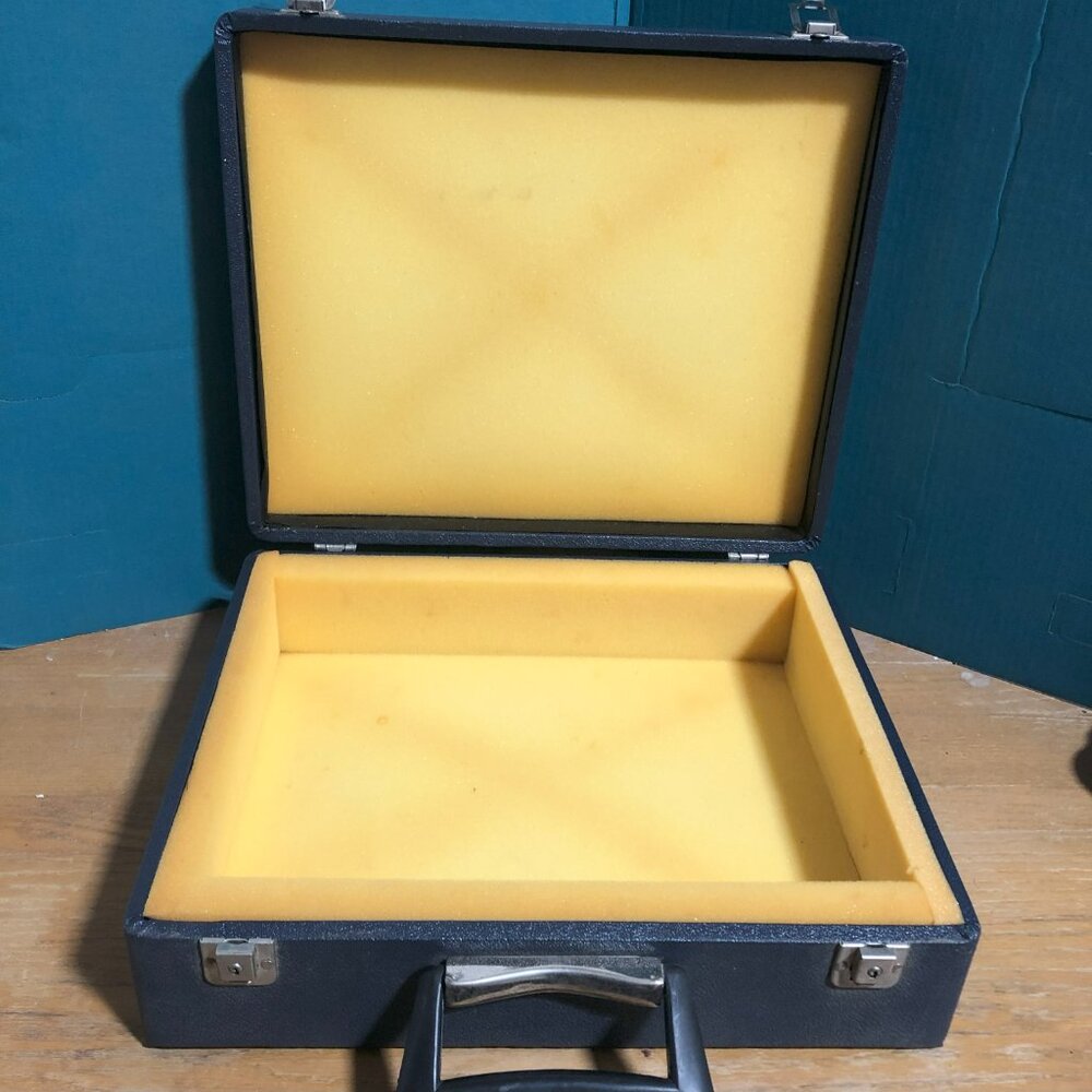 Blue Leather Foam Lined Hard Case 15x13x5